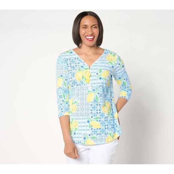 Maya J Women's Top Sz L Primabelle Knit Ciao Bella! Tassel Zip Blue A672153 - Picture 3 of 4